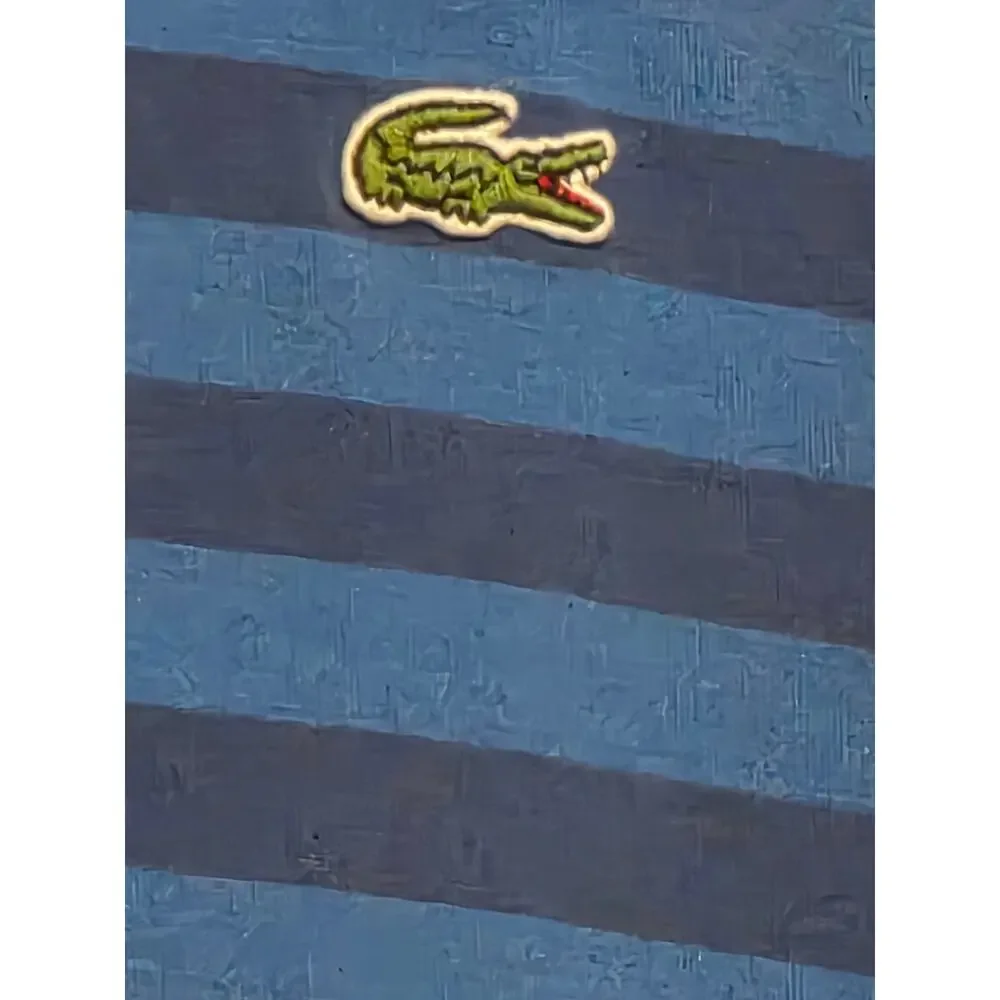 Lacoste Striped Lightweight Hooded Long Sleeve Shirt T-Shirt Blue Mens 6 XL
